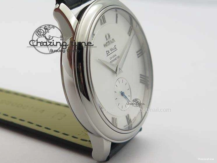 0420 Flexible De Ville MK 1:1 Best Edition SS White Dial On Black Leather Asian Seagull T1701 (Sec@6) 8244